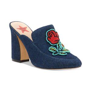 🌹Anna Sui x INC "Maddiee" Denim Rose Clogs Mules Heels - Size 7M